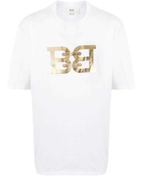 T-shirt à col rond imprimé blanc Bally