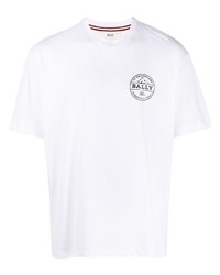 T-shirt à col rond imprimé blanc Bally