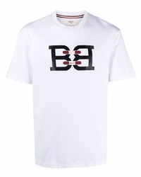 T-shirt à col rond imprimé blanc Bally