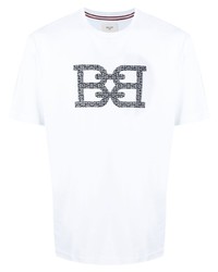 T-shirt à col rond imprimé blanc Bally