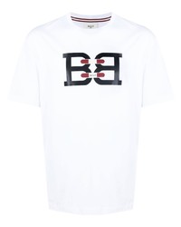 T-shirt à col rond imprimé blanc Bally