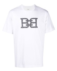 T-shirt à col rond imprimé blanc Bally