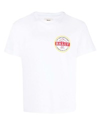 T-shirt à col rond imprimé blanc Bally