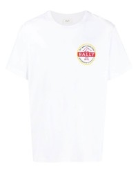 T-shirt à col rond imprimé blanc Bally