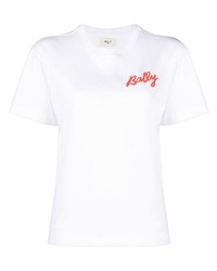 T-shirt à col rond imprimé blanc Bally