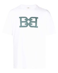 T-shirt à col rond imprimé blanc Bally