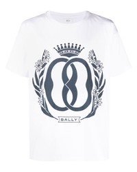 T-shirt à col rond imprimé blanc Bally