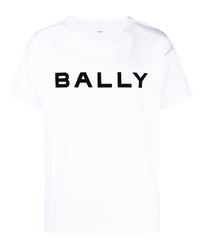 T-shirt à col rond imprimé blanc Bally