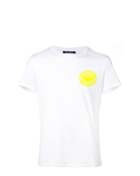 T-shirt à col rond imprimé blanc Balmain