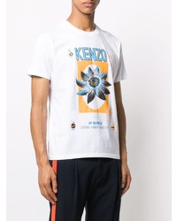 T-shirt à col rond imprimé blanc Kenzo