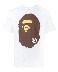 T-shirt à col rond imprimé blanc BAPE BLACK *A BATHING APE®