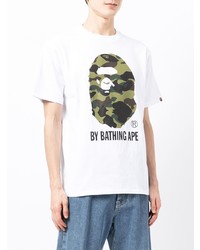 T-shirt à col rond imprimé blanc A Bathing Ape