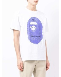 T-shirt à col rond imprimé blanc A Bathing Ape