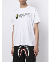 T-shirt à col rond imprimé blanc A Bathing Ape