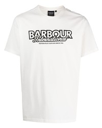 T-shirt à col rond imprimé blanc Barbour