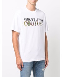 T-shirt à col rond imprimé blanc VERSACE JEANS COUTURE