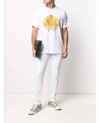 T-shirt à col rond imprimé blanc VERSACE JEANS COUTURE