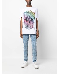 T-shirt à col rond imprimé blanc Philipp Plein