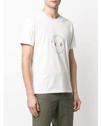 T-shirt à col rond imprimé blanc Brunello Cucinelli