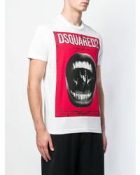 T-shirt à col rond imprimé blanc DSQUARED2