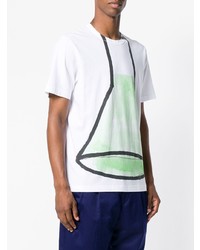 T-shirt à col rond imprimé blanc Marni