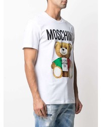 T-shirt à col rond imprimé blanc Moschino