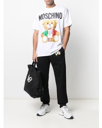 T-shirt à col rond imprimé blanc Moschino