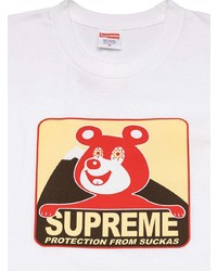 T-shirt à col rond imprimé blanc Supreme