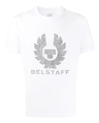 T-shirt à col rond imprimé blanc Belstaff