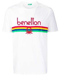 T-shirt à col rond imprimé blanc Benetton