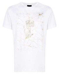 T-shirt à col rond imprimé blanc Billionaire