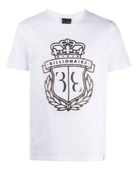 T-shirt à col rond imprimé blanc Billionaire