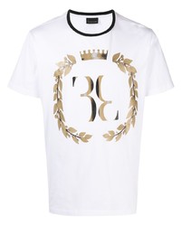 T-shirt à col rond imprimé blanc Billionaire