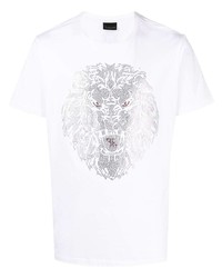 T-shirt à col rond imprimé blanc Billionaire