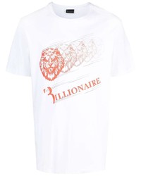 T-shirt à col rond imprimé blanc Billionaire