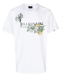 T-shirt à col rond imprimé blanc Billionaire
