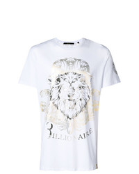 T-shirt à col rond imprimé blanc Billionaire