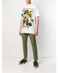 T-shirt à col rond imprimé blanc DSQUARED2