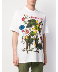 T-shirt à col rond imprimé blanc DSQUARED2