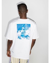 T-shirt à col rond imprimé blanc Heron Preston