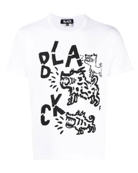 T-shirt à col rond imprimé blanc Black Comme Des Garçons