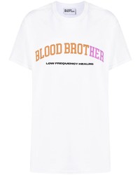 T-shirt à col rond imprimé blanc Blood Brother