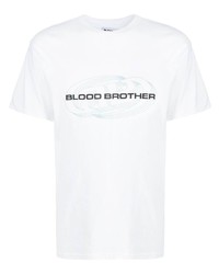 T-shirt à col rond imprimé blanc Blood Brother
