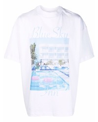 T-shirt à col rond imprimé blanc BLUE SKY INN