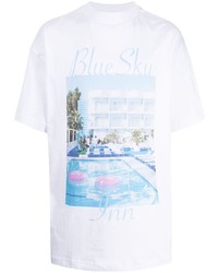 T-shirt à col rond imprimé blanc BLUE SKY INN