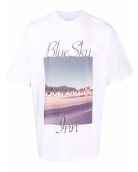 T-shirt à col rond imprimé blanc BLUE SKY INN