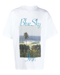 T-shirt à col rond imprimé blanc BLUE SKY INN