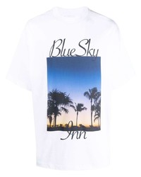 T-shirt à col rond imprimé blanc BLUE SKY INN