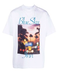 T-shirt à col rond imprimé blanc BLUE SKY INN