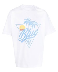 T-shirt à col rond imprimé blanc BLUE SKY INN